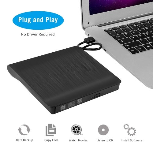 محرك أقراص محمول DVD-RW خارجي محمول USB منبثق محرك أقراص DVD خارجي ODD مشغل ROM كاتب لنظام التشغيل Windows Linux Mac 1.5 سم التوصيل والتشغيل