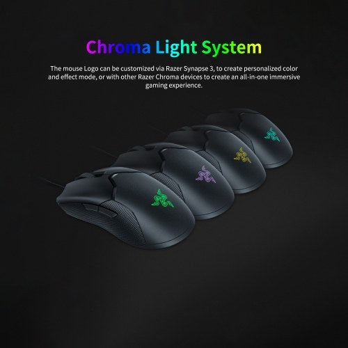 Razer Viper Wired Gaming Mouse 16000DPI RGB Computer Mice PAW3390 Optical Sensor 60g Lightweight SpeedFlex Cable DPI On-board Storage Chroma Lights System Black