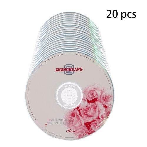 20 قطعة CD-R 700 ميجابايت/80 دقيقة قرص فارغ من الدرجة A 52X قرص مضغوط للموسيقى متعدد السرعات