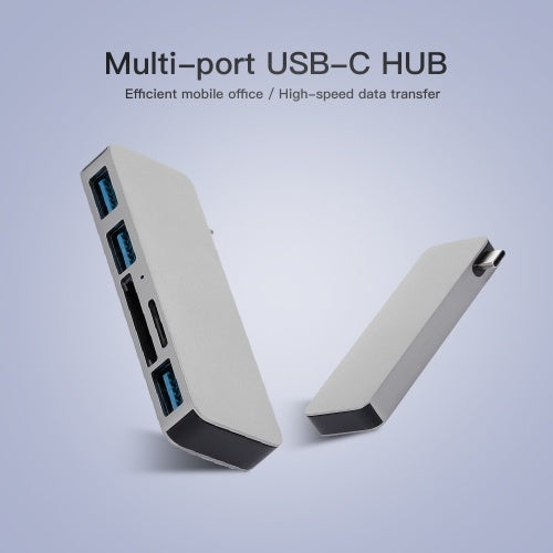 5IN1 متعدد المنافذ USB-C HUB إلى USB 3.0 Type-C محول محول SD TF قارئ بطاقات التوصيل والتشغيل