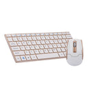 2.4G Mini Wireless Keyboard and Mouse Combo Alloy Panel Keyboard and Mouse Set for PC Laptop Gold