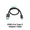 كابل محول USB3.0 عالي السرعة إلى النوع C كابل محول تخزين القرص الصلب المحمول للهاتف المحمول والكمبيوتر 30 سم