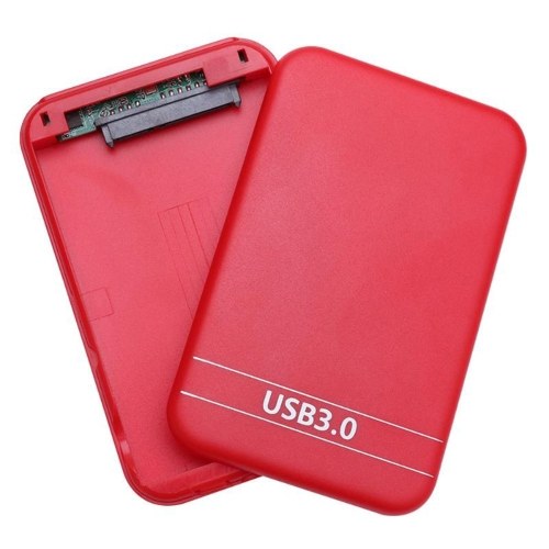 صندوق القرص الصلب USB3.0 SATA مقاس 2.5 بوصة SSD صندوق الضميمة الخارجي مع كابل USB (أحمر)