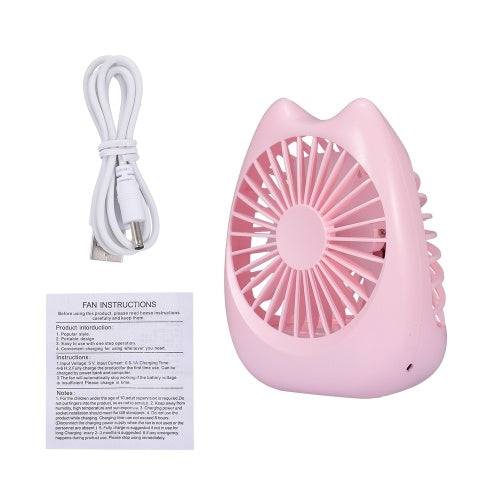 New Cat USB Fan Mini Portable Fan Rechargeable Small Fan for Home Office Desktop Dormitory SQ 2022 Pink