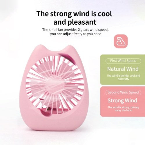 New Cat USB Fan Mini Portable Fan Rechargeable Small Fan for Home Office Desktop Dormitory SQ 2022 Pink