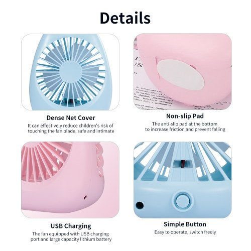 New Cat USB Fan Mini Portable Fan Rechargeable Small Fan for Home Office Desktop Dormitory SQ 2022 Pink