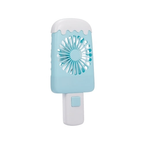 Mini Handheld USB Fan Ice Cream Fan Portable Rechargeable Popsicle Fan Cartoon Small Fan Outdoor Handheld Fan Blue