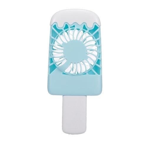 Mini Handheld USB Fan Ice Cream Fan Portable Rechargeable Popsicle Fan Cartoon Small Fan Outdoor Handheld Fan Blue