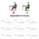 حامل كمبيوتر محمول قابل للتعديل من Olmaster HY-AP9001-B ذو 9 مستويات قابل للطي ومحمول وغير قابل للانزلاق يدعم حامل تبديد الحرارة المجوف للهواتف المحمولة/أجهزة الكمبيوتر المحمولة/الكمبيوتر اللوحي مقاس 12-17 بوصة مع حامل للقدم