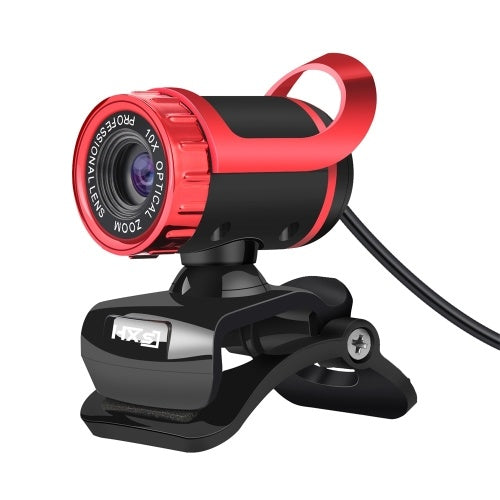 HXSJ LG-68 Desktop Webcam Built-in Sound-absorbing Microphone Video Call Webcam for PC Laptop Black+Red