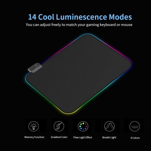 Colorful RGB Luminous Mousepad RGB Backlight Mouse Pad Adjustable Luminescence Modes Non-slip Mouse Pad 800*300*4mm