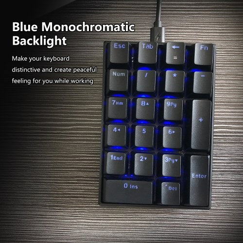 Motospeed K23 Keyboard USB Wired Numeric Mechanical Keyboard 21 Keys Blue Backlight Keyboard with OUTEMU Blue Switch