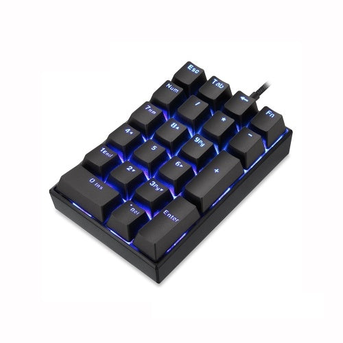 Motospeed K23 Keyboard USB Wired Numeric Mechanical Keyboard 21 Keys Blue Backlight Keyboard with OUTEMU Blue Switch