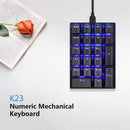 Motospeed K23 Keyboard USB Wired Numeric Mechanical Keyboard 21 Keys Blue Backlight Keyboard with OUTEMU Blue Switch