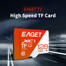 EAGET T1 TF بطاقة 128GB TF بطاقة الذاكرة U1 C10 بطاقة ذاكرة عالية السرعة ذات سعة كبيرة لأجهزة مراقبة مسجل القيادة