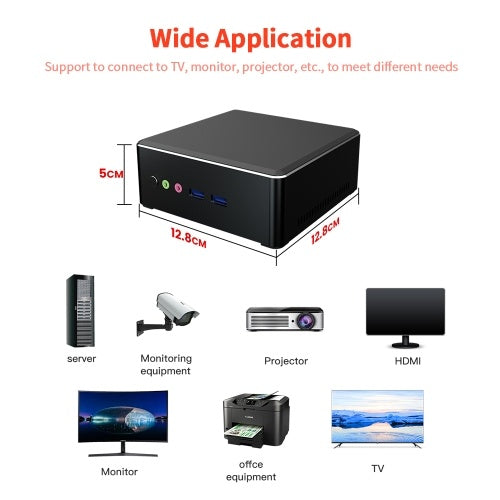 T-bao MN25 Mini PC 4GB+128GB Desktop Computer Metal Mini Host AMD R5-2500U Dual-band Mini PC for Home Office EU Plug