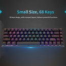 Magic-Refiner MK14 RGB Backlight Keyboard 68 Keys Metal Panel N-key Rollover Gaming Keyboard Blue Switch Floating Key-caps 18 Light Effects Black