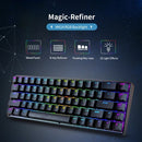 Magic-Refiner MK14 RGB Backlight Keyboard 68 Keys Metal Panel N-key Rollover Gaming Keyboard Blue Switch Floating Key-caps 18 Light Effects Black