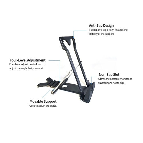 AOSIMAN Portable Monitor Support Stand Holder Multi-Level Adjustment Bracket for Displays Smart Phone Tablet Silver