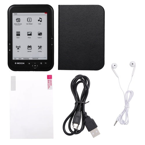 BK-6006 Portable e-Book Reader 16GB E-Ink 6inch Multifunction E-Reader 800*600 High Resolution Display Screen 300DPI