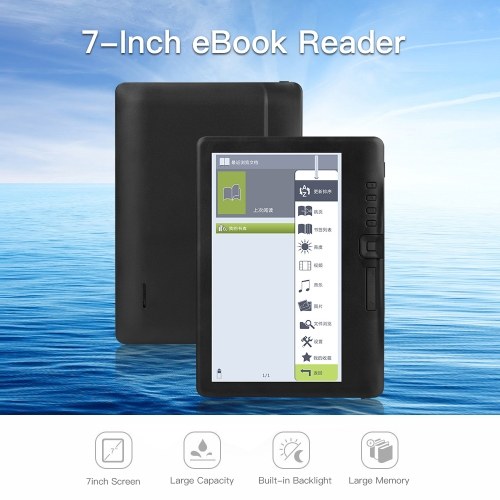 BK7019 Portable e-Book Reader 16GB 7inch Multifunction E-Reader Backlight Color LCD Display Screen