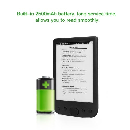 BK-6025 Portable e-Book Reader 16GB E-Ink 6inch Multifunction E-Reader 800*600 High Resolution Display Screen 300DPI