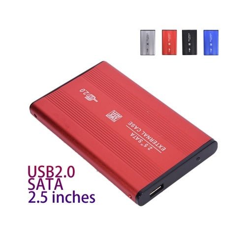 2.5'' SATA SSD HDD Enclosure USB2.0 to SATA Hard Disk Case Portable Aluminum Alloy SSD HDD Enclosure Black