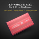 2.5'' SATA SSD HDD Enclosure USB2.0 to SATA Hard Disk Case Portable Aluminum Alloy SSD HDD Enclosure Black