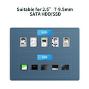 2.5'' SATA SSD HDD Enclosure USB2.0 to SATA Hard Disk Case Portable Aluminum Alloy SSD HDD Enclosure Black