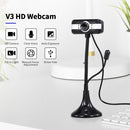 640*480P PC Webcam Full HD Web Cam USB Portable Laptop Desktop High-Definition Webcam 30fps Camera with Built-in Noise-reduction Microphone Plug & Play Flexible Hose