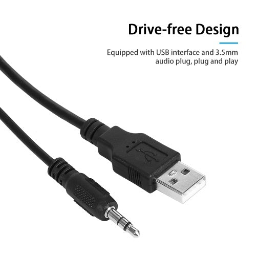 480P Webcam USB Manual Focus Drive-free Computer Camera with 3.5mm Audio Plug for PC Laptop Black