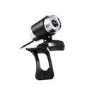 480P Webcam USB Manual Focus Drive-free Computer Camera with 3.5mm Audio Plug for PC Laptop Black