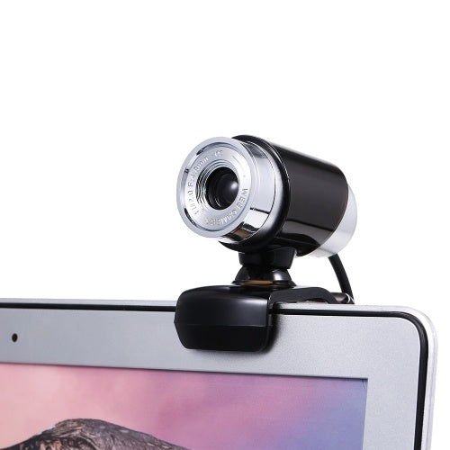 480P Webcam USB Manual Focus Drive-free Computer Camera with 3.5mm Audio Plug for PC Laptop Black