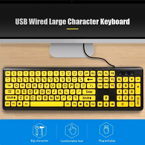 USB Wired Keyboard Large Character Keyboard Home Office Mute Keyboard for Desktop Computer Laptop