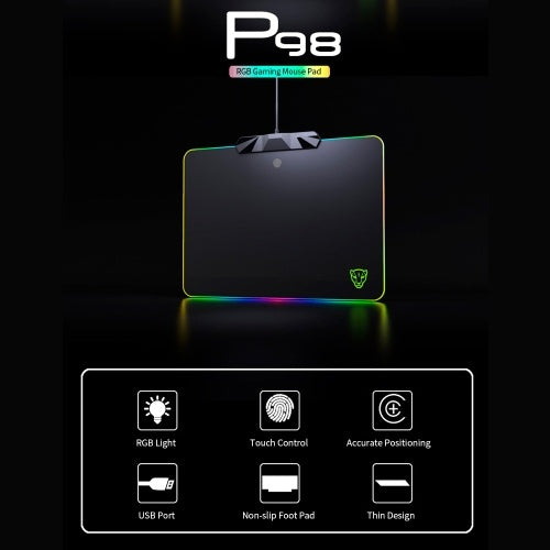 Motospeed P98 RGB لوحة ماوس 350 * 250 * 3.5 ملم مفتاح لمس سعوي USB سلكي LED RGB ملون إضاءة لوحة ماوس للألعاب لوحة ماوس بساط للكمبيوتر المحمول