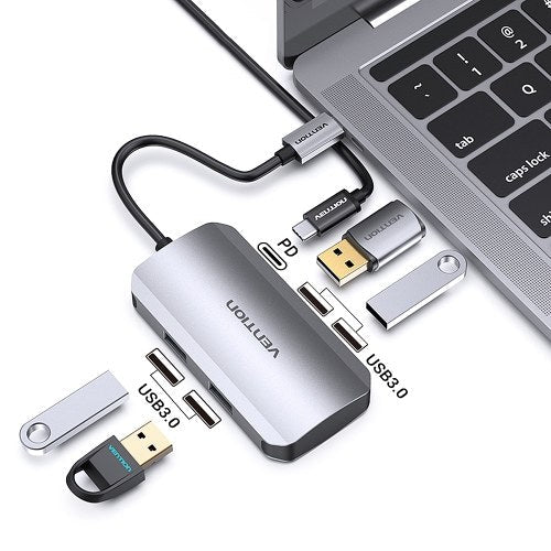 Vention TGHHB 5IN1 USB-C HUB Type-C to 4* USB 3.0 + PD Laptop PC USB 3.0 HUB Adapter Converter Splitter