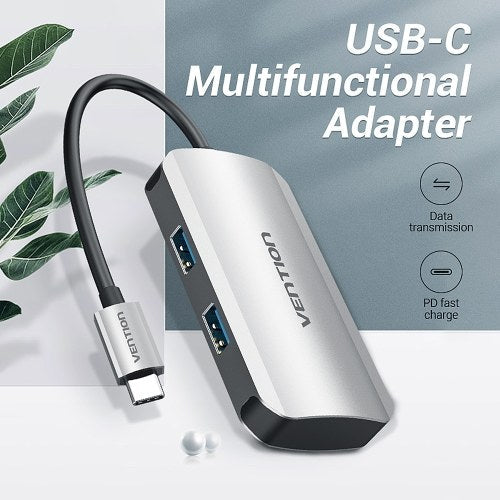 Vention TGHHB 5IN1 USB-C HUB Type-C إلى 4 * USB 3.0 + PD الكمبيوتر المحمول USB 3.0 HUB محول محول الفاصل