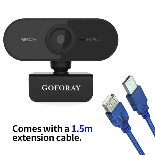 1080P 2MP HD Webcam 30fps Camera Noise-reduction Microphone Web Cam HD Laptop Computer Camera USB Plug & Play with Extension Cable for Laptop Desktop TV Box