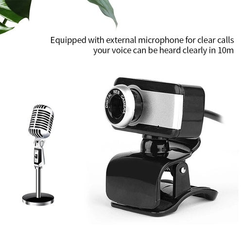 USB Computer Camera 480P Manual Focus Web Camera Drive-free Webcam with External Microphone for Video Chat Online Conference