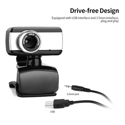 USB Computer Camera 480P Manual Focus Web Camera Drive-free Webcam with External Microphone for Video Chat Online Conference