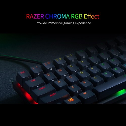 لوحة مفاتيح ميكانيكية صغيرة من Razer Huntsman، مفتاح بصري Clicky، 61 مفتاحًا، لوحة مفاتيح سلكية RGB لأجهزة الكمبيوتر المحمول باللون الأسود