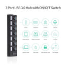 7-Port USB 3.0 HUB USB Splitter 7 Ports Expander with Switch For PC