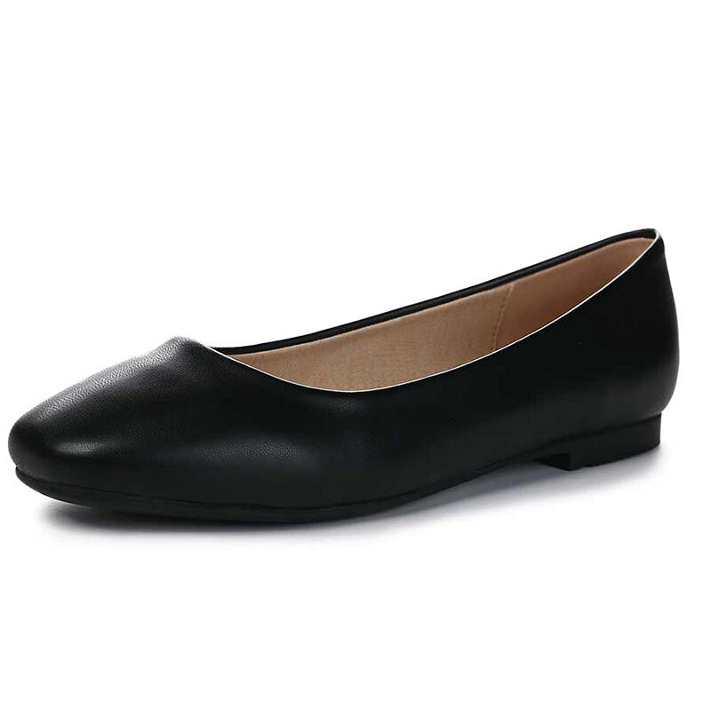 Career Women New Leather Flat Shoes - Black