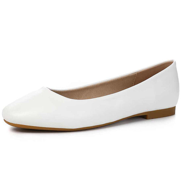 Career Women New Leather Flat Shoes - White