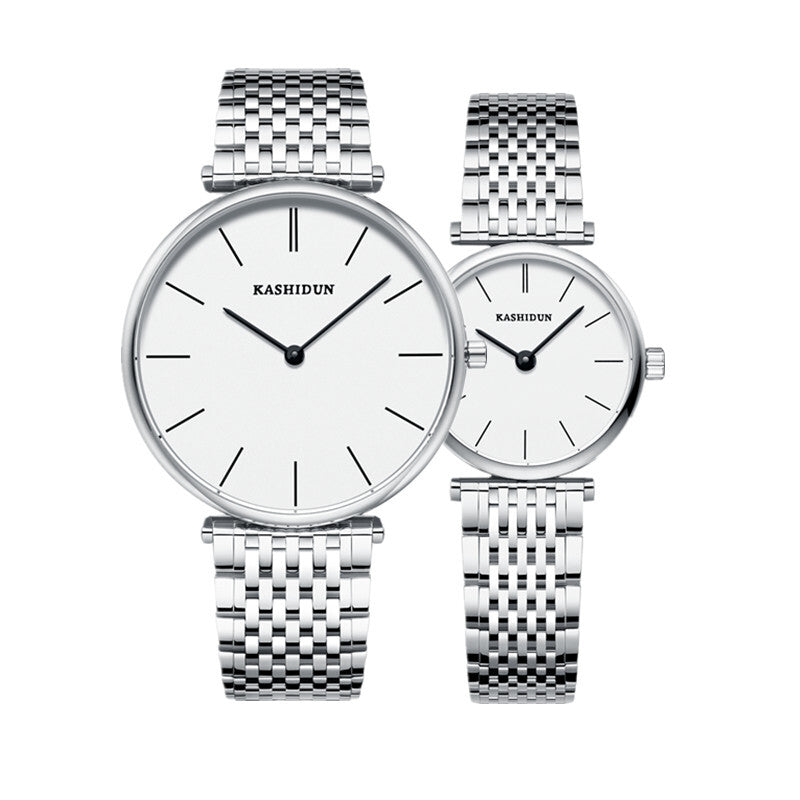 Caseton Premium Couple Quartz Watches - Silver