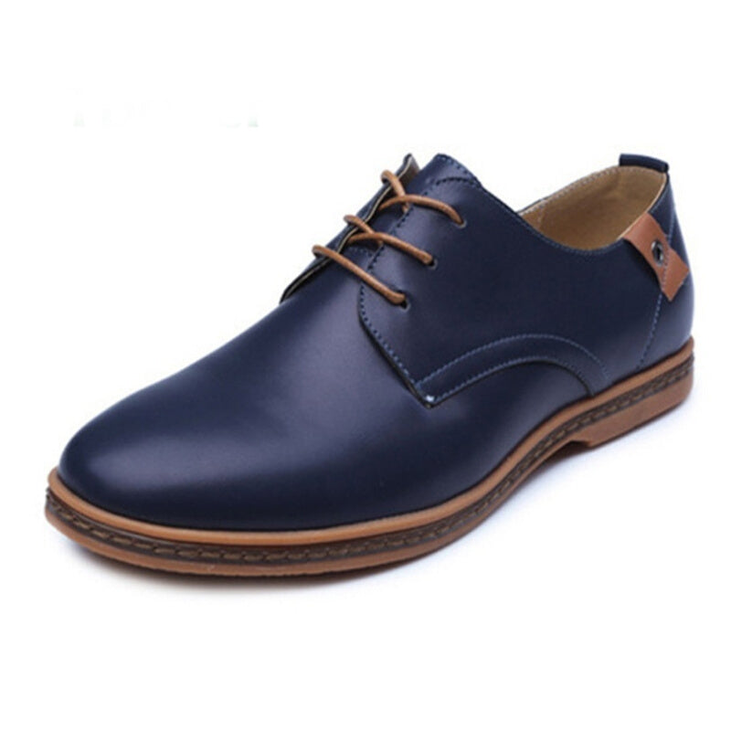 Casual Leather Oxford Shoes - Blue