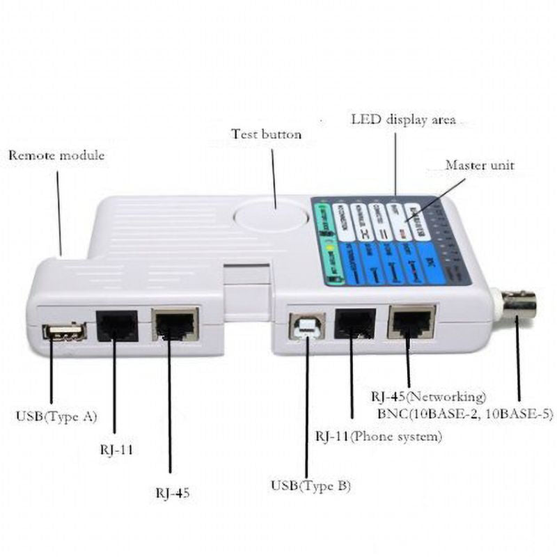 جهاز اختبار كابل الشبكة متعدد الوظائف Cat5 Cat6 - أبيض