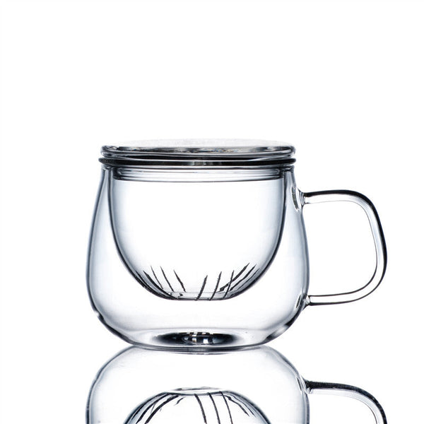 Clear Glass Mug w/t Infuser 300ml 10.6oz - Transparent