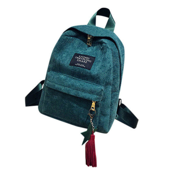 Corduroy Stylish Mini Leisure Backpack - Green