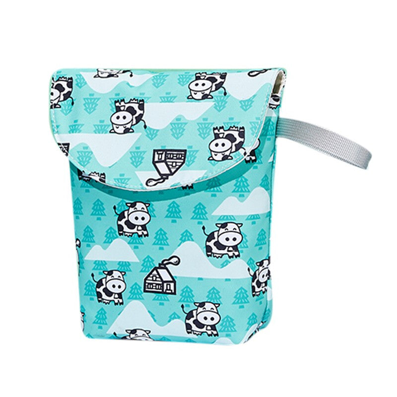 Cow Print Diaper Organizer - Light Blue